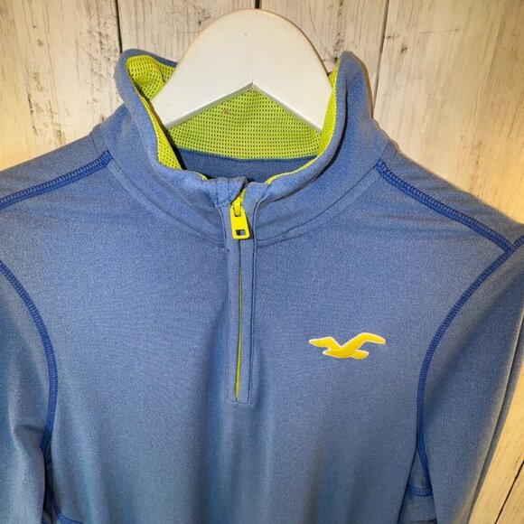 Hollister Men's 1/4 Zip Long Sleeve Performance Pullover Blue Size Large - Picture 4 of 10